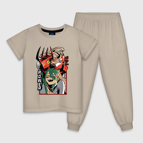 Детская пижама Человек-бензопила Пауэр пила / Миндальный – фото 1