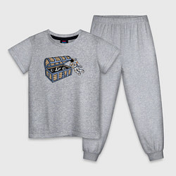 Пижама хлопковая детская Космический сундук, цвет: меланж