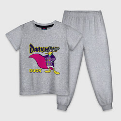 Пижама хлопковая детская Чёрный плащ - Кряк Лапчатый, цвет: меланж