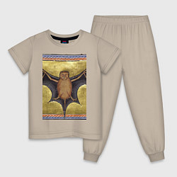 Пижама хлопковая детская Страдающее средневековье летучая мышь мем, цвет: миндальный