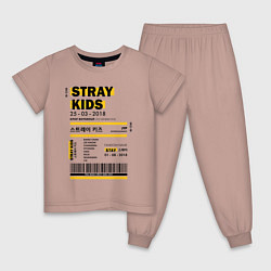 Пижама хлопковая детская Stray kids ticket, цвет: пыльно-розовый