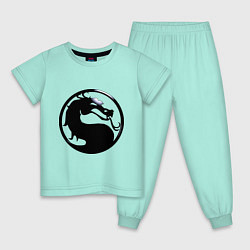 Пижама хлопковая детская Смертельная битва - логотип, цвет: мятный