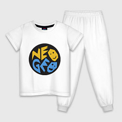 Пижама хлопковая детская Neo geo logo, цвет: белый