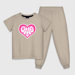 Пижама хлопковая детская Oh my god love, цвет: миндальный
