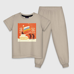 Пижама хлопковая детская Мужской праздник, цвет: миндальный