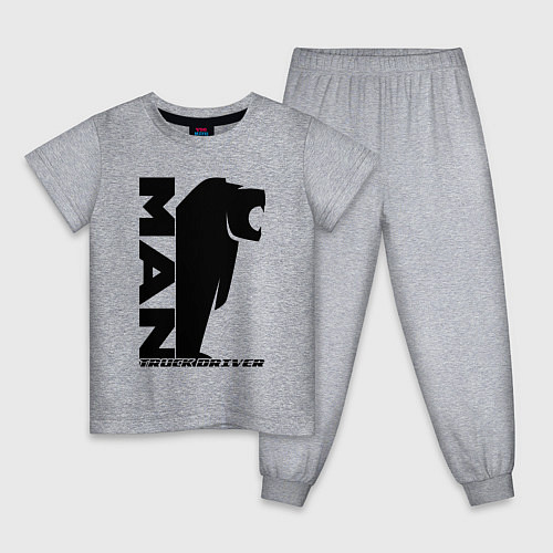 Детская пижама MAN дальнобойщик чёрный логотип / Меланж – фото 1