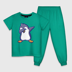 Пижама хлопковая детская Dab penguin, цвет: зеленый