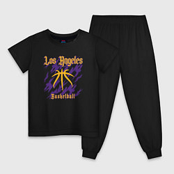Пижама хлопковая детская Basketball Lakers, цвет: черный