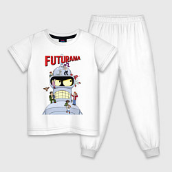 Пижама хлопковая детская Futurama all, цвет: белый