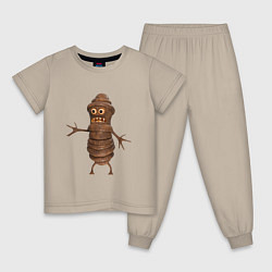 Детская пижама Сartoon worm character brown
