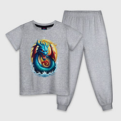 Пижама хлопковая детская Водолей в тени дракона, цвет: меланж