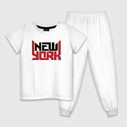 Пижама хлопковая детская America New York, цвет: белый