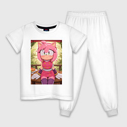 Пижама хлопковая детская Эми Роуз из Somic сидит с чили-догом, цвет: белый
