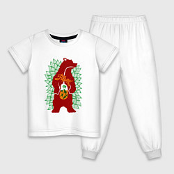 Пижама хлопковая детская Медведь и обед - аппетит, цвет: белый