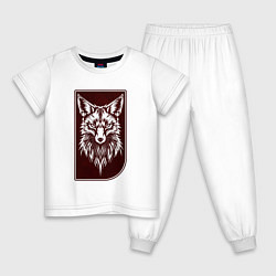 Пижама хлопковая детская Лис на багровом фоне, цвет: белый