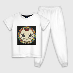 Пижама хлопковая детская Радужный Дандадан, цвет: белый