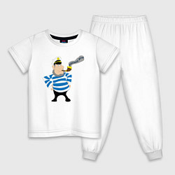 Пижама хлопковая детская Морской волк, цвет: белый