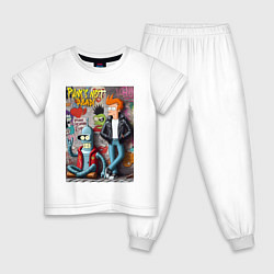 Пижама хлопковая детская Бендер и Фрай - панк жив, цвет: белый