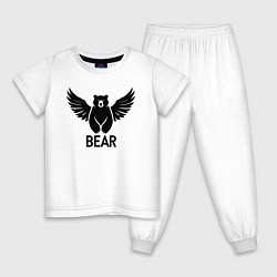 Пижама хлопковая детская Летающий медведь, цвет: белый