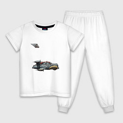 Пижама хлопковая детская Такси летающее, ретрофутуризм, цвет: белый