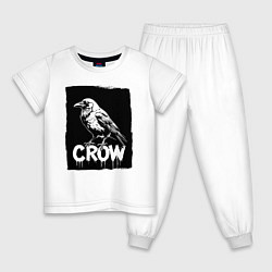 Пижама хлопковая детская Ворона в черном штрихе, цвет: белый