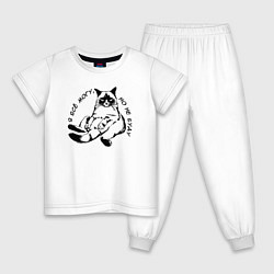 Пижама хлопковая детская Я всё могу но не буду, цвет: белый