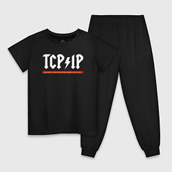 Пижама хлопковая детская TCP IP connecting people since 1972, цвет: черный