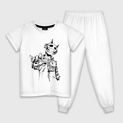 Пижама хлопковая детская Человек смайл, цвет: белый