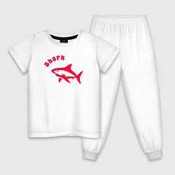 Пижама хлопковая детская Акула-красный силуэт, цвет: белый
