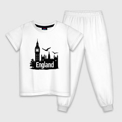 Пижама хлопковая детская Англия: величие Биг-Бена, цвет: белый