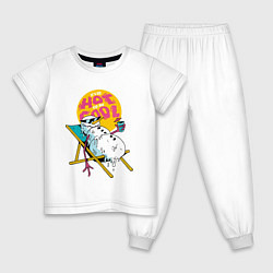 Пижама хлопковая детская Тающий снеговик, цвет: белый