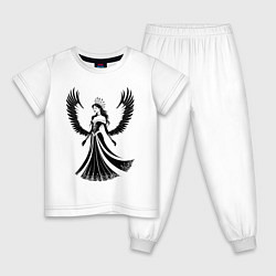 Пижама хлопковая детская Тёмная грация, цвет: белый