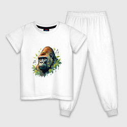 Пижама хлопковая детская Музыкальная горилла, цвет: белый