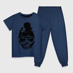 Пижама хлопковая детская Зимний зомби, цвет: тёмно-синий