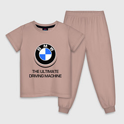 Пижама хлопковая детская BMW Driving Machine, цвет: пыльно-розовый