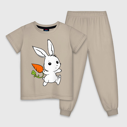 Детская пижама Зайка с морковкой / Миндальный – фото 1