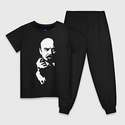 Пижама хлопковая детская Ленин: фигу вам, цвет: черный