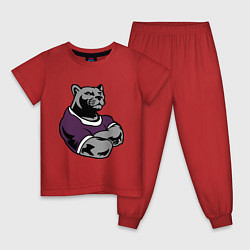 Пижама хлопковая детская Сильная пантера цвета красный — фото 1