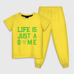 Пижама хлопковая детская Life is just a game, цвет: желтый