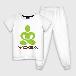 Пижама хлопковая детская Йога - это здоровье, цвет: белый