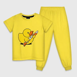 Пижама хлопковая детская Утенок с ружъем, цвет: желтый