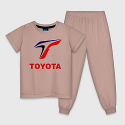 Пижама хлопковая детская Тойота, цвет: пыльно-розовый