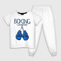Пижама хлопковая детская Boxing champions, цвет: белый