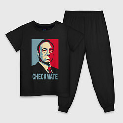 Пижама хлопковая детская Checkmate Spacey, цвет: черный