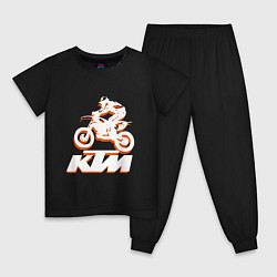 Пижама хлопковая детская KTM белый, цвет: черный