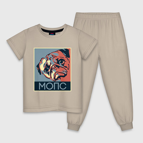 Детская пижама Мопс / Миндальный – фото 1