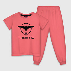 Пижама хлопковая детская Tiesto, цвет: коралловый