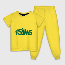 Пижама хлопковая детская Sims, цвет: желтый