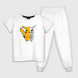 Пижама хлопковая детская Рентген Пикачу, цвет: белый