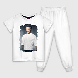 Пижама хлопковая детская David Beckham, цвет: белый
